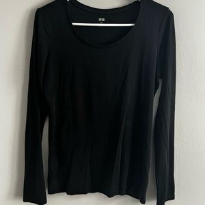 Uniqlo‎ Womens Long Sleeve T-Shirt Black Button Size M